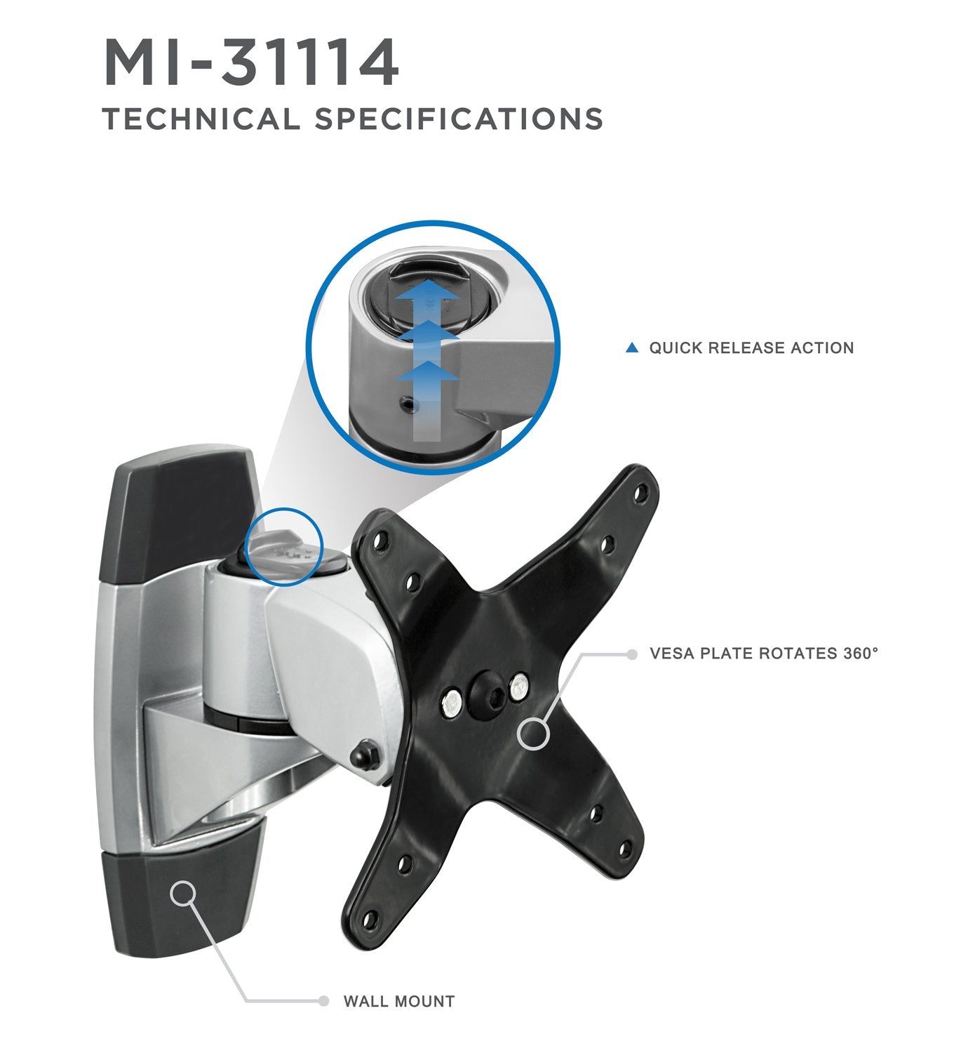 Cotytech Monitor Wall Arm Quick Release/Mount (Mw C1P1)